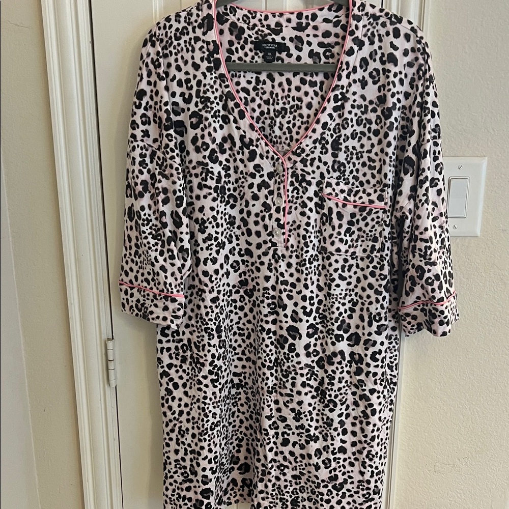 Simply Vera Vera Wang Animal Print Pajama with Pink Trim
